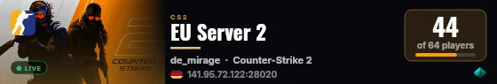 EU Server 2 live status badge