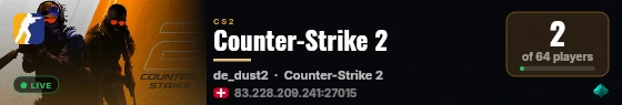 Counter-Strike 2 live status badge