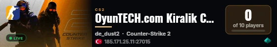 OyunTECH.com Kiralik CS2 Server - cs2tr.org live status badge