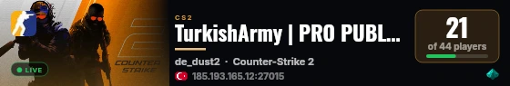 TurkishArmy | PRO PUBLIC! | turkisharmycs2.com live status badge