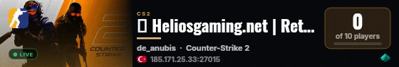 ☪︎ Heliosgaming.net | Retake | 7. YIL | .gg/hga live status badge