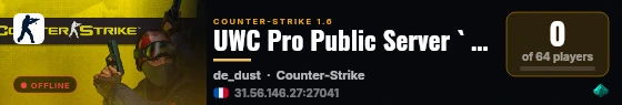 UWC Pro Public Server ` 37.247.106.10 [Steam] live status badge