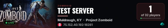 TEST SERVER live status badge