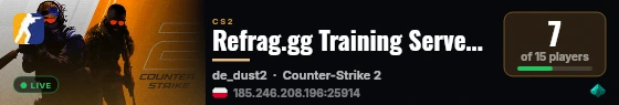 Refrag.gg Training Server (Competitor) live status badge