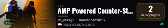 AMP Powered Counter-Strike 2 Server live status badge