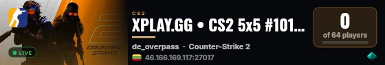 XPLAY.GG • CS2 5x5 #101 • [LT] live status badge