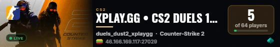 XPLAY.GG • CS2 DUELS 1v1 #53 • [LT] live status badge