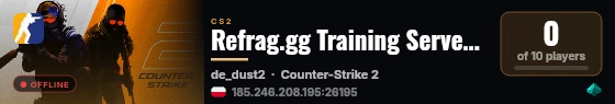Refrag.gg Training Server (Player) live status badge