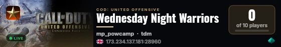 Wednesday Night Warriors live status badge