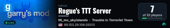 Rogue's TTT Server live status badge