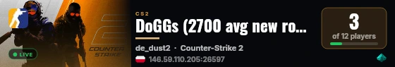 DoGGs (2700 avg new roster) powered by PRACC.COM live status badge