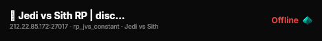 🌠 Jedi vs Sith RP | discord.gg/jvs live status badge