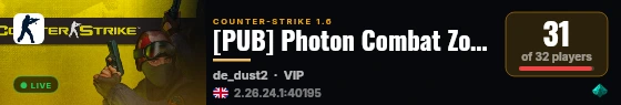 [PUB] Photon Combat Zone live status badge