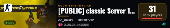 [PUBLIC] classic Server 18+ live status badge