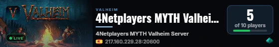 4Netplayers MYTH Valheim Server live status badge