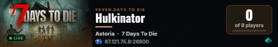 Hulkinator live status badge