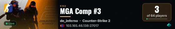 MGA Comp #3 live status badge