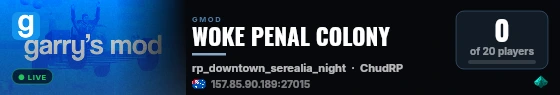 WOKE PENAL COLONY live status badge