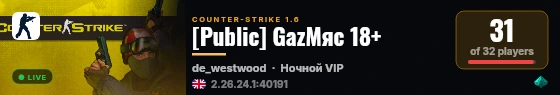 [Public] GazМяс 18+ live status badge