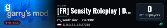 [FR] Sensity Roleplay | Dev | .gg/nauZSk2ax8 live status badge
