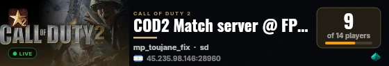 COD2 Match server @ FPSChallenge.eu live status badge
