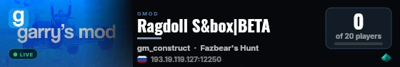 Ragdoll S&box|BETA live status badge