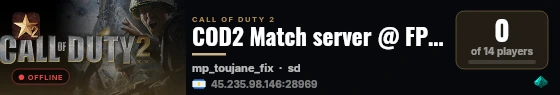 COD2 Match server @ FPSChallenge.eu live status badge
