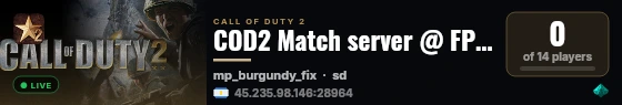 COD2 Match server @ FPSChallenge.eu live status badge