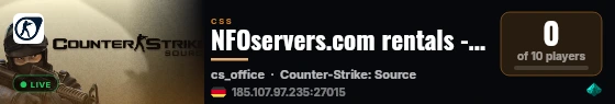 NFOservers.com rentals - New server live status badge