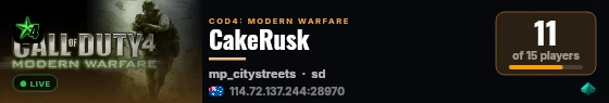 CakeRusk live status badge