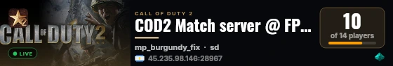 COD2 Match server @ FPSChallenge.eu live status badge
