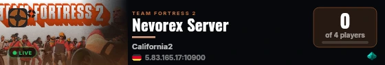 Nevorex Server live status badge