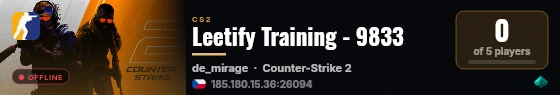 Leetify Training - 9833 live status badge