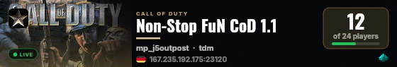 Non-Stop FuN CoD 1.1 live status badge