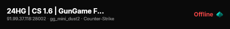 24HG | CS 1.6 | GunGame FFA 24/7 live status badge