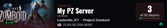 My PZ Server live status badge