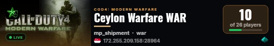 Ceylon Warfare WAR live status badge