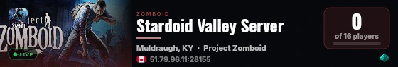 Stardoid Valley Server live status badge