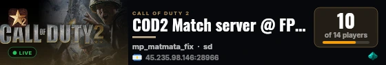 COD2 Match server @ FPSChallenge.eu live status badge