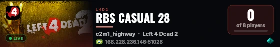 RBS CASUAL 28 live status badge