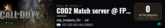 COD2 Match server @ FPSChallenge.eu live status badge