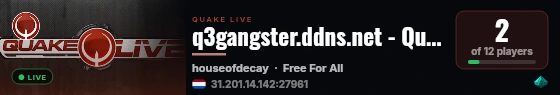 q3gangster.ddns.net - Quake Live InstaGib Server live status badge