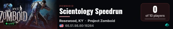 Scientology Speedrun live status badge