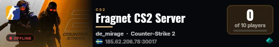 Fragnet CS2 Server live status badge