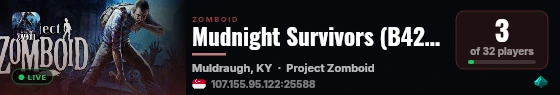 Mudnight Survivors (B42.20) live status badge