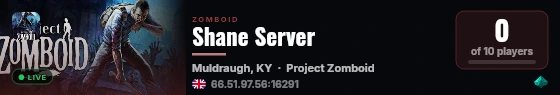 Shane Server live status badge