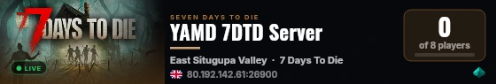 YAMD 7DTD Server live status badge