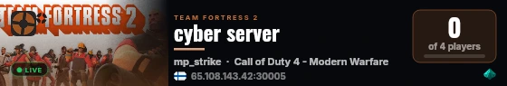 cyber server live status badge