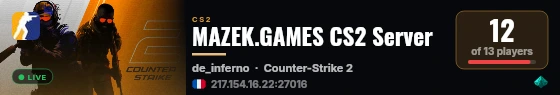 MAZEK.GAMES CS2 Server live status badge