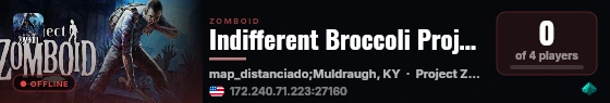 Indifferent Broccoli Project Zomboid Server live status badge